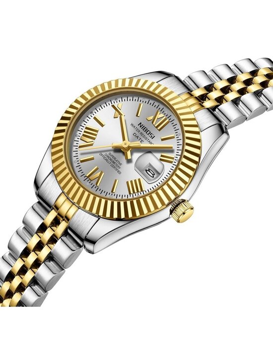 Nibosi Women\'s Gold Silver Analog Quartz Stainless Steel Waterproof Luxury Watch main image 4